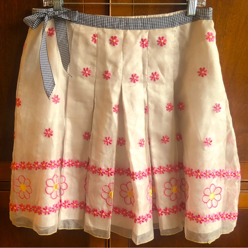LAPIS for Anthropologie chiffon pleated skirt sz L (10) Adorable! Blush color